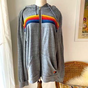 Aviator Nation XXL Zip Up Hoodie sweatshirt. Charcoal Heather Gray